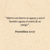 Proverbios 27:17: “Hierro con hierro se aguza; y así el hombre aguza el rostro de su amigo”.
